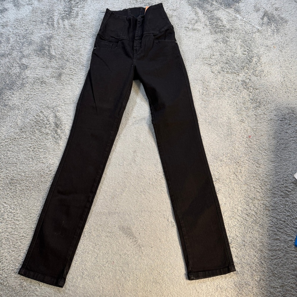 CYSM Womens Push Up Straight Leg Jeans Size 5 Black High Waisted Denim